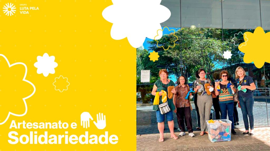 Grupo de artesãs das doação para aquecer os pacientes oncológicos.