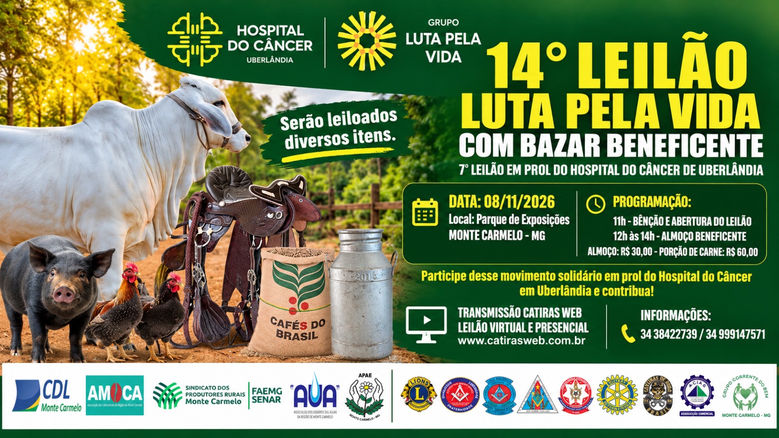 14º Leilão de Monte Carmelo é realizado em benefício da luta contra o câncer.