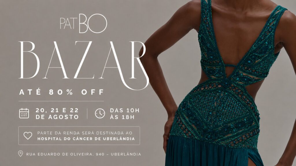 Banner de divulgação de bazer beneficente Patricia Bonaldi.