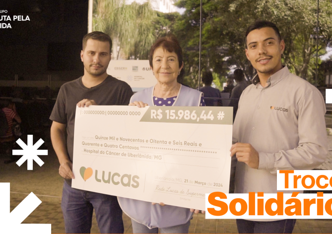 Equipe da Rede Lucas entregou o valor do Troco Solidário no Hospital do Câncer em Uberlândia.