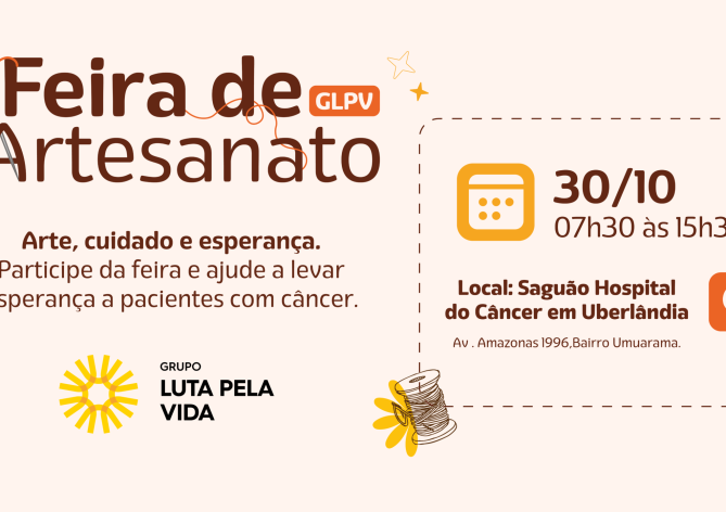 Banner de divulgação da feira artesanato do Grupo Luta Pela Vida de outubro de 2026.