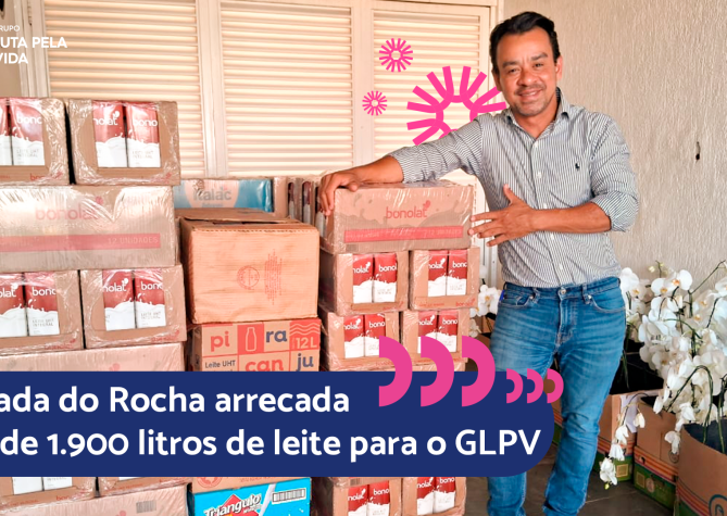 Elizeu Rocha faz a doação de mais de 1.900l de leite em pro do Hospital do Câncer.