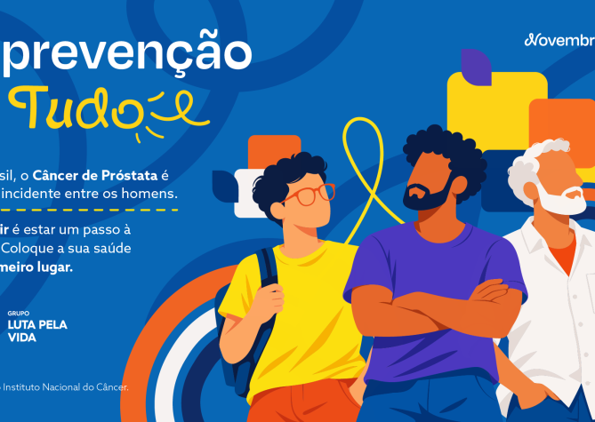 Banner de conscientização sobre o câncer de próstata do Grupo Luta Pela Vida.