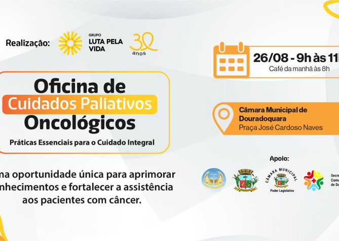 Banner de divulgação da oficina de Cuidados Paliativos em Douradoquara.