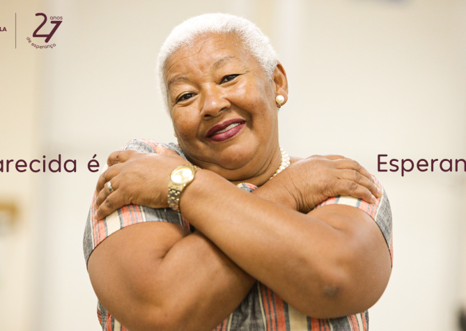 A paciente Aparecida conta sua história após a descoberta do câncer de mama.