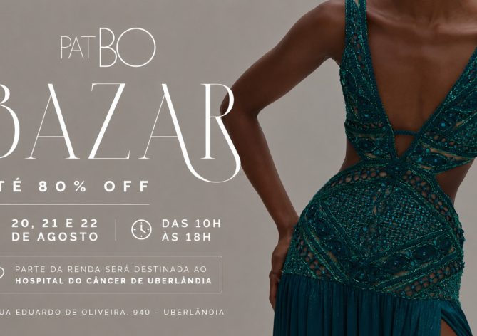 Banner de divulgação de bazer beneficente Patricia Bonaldi.
