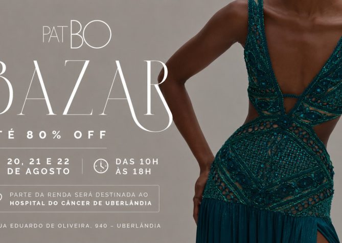 Banner de divulgação de bazer beneficente Patricia Bonaldi.